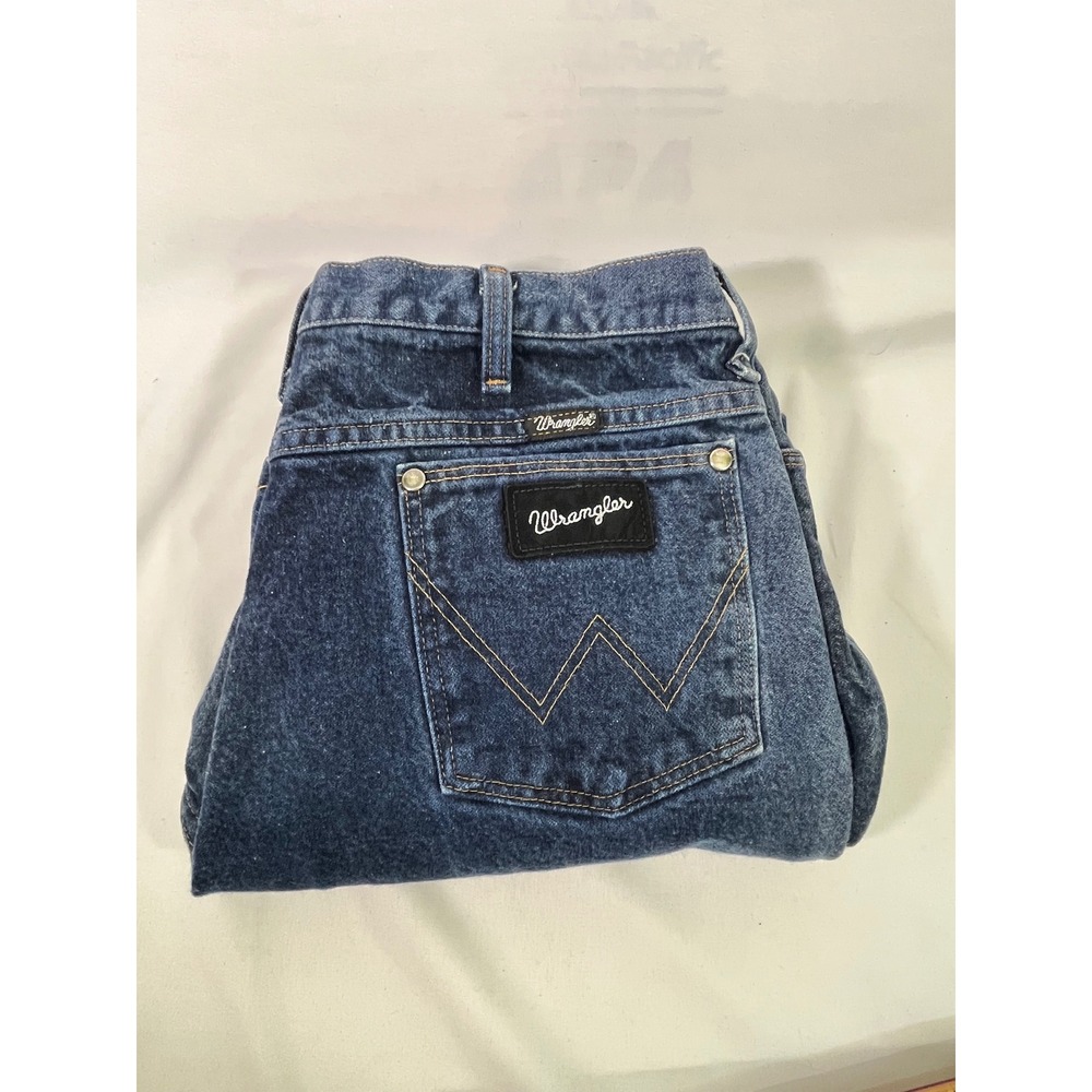 Wrangler DENIM Jeans Men 36x24" Dark Wash Straight Leg Western Cowboy Farm Retro